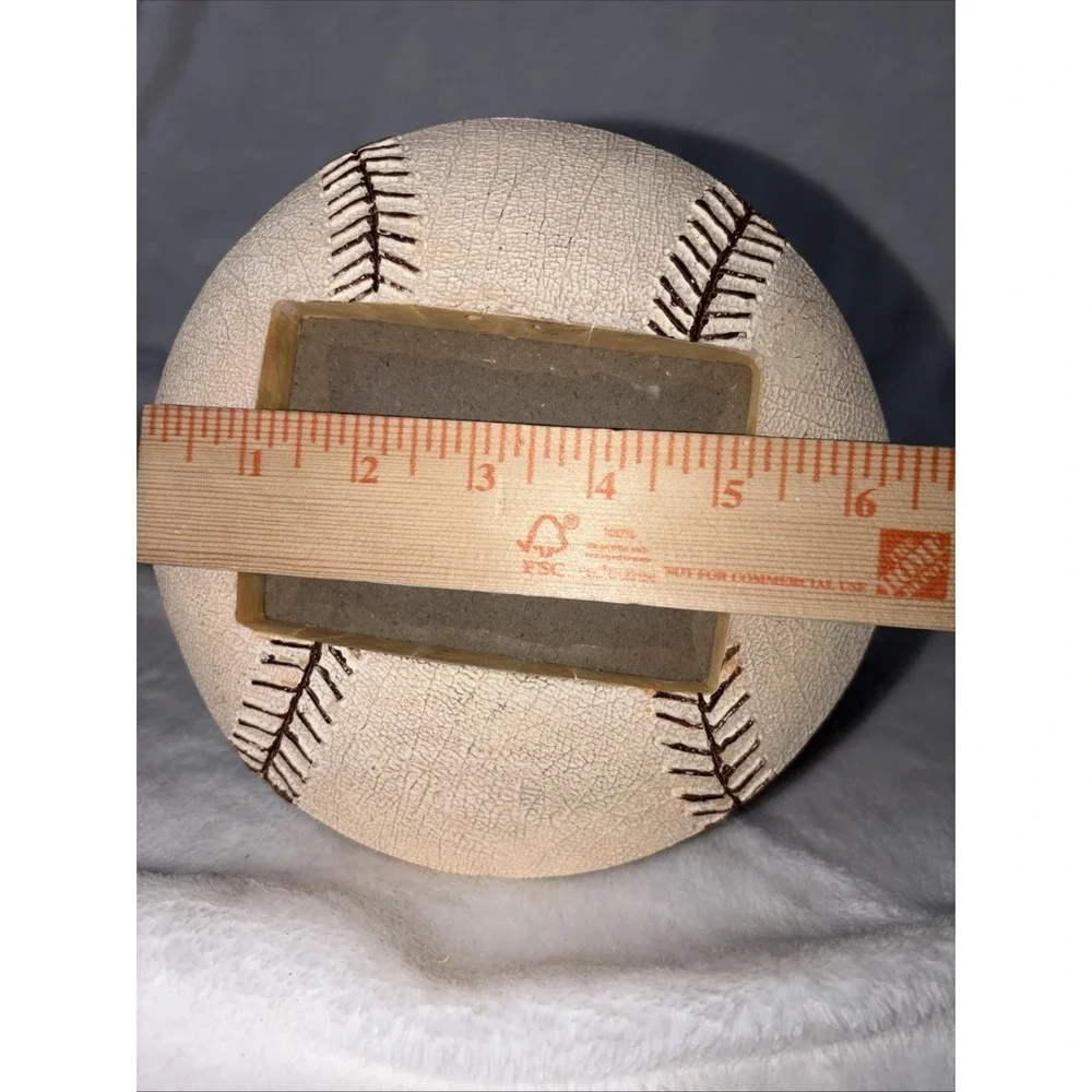 Vtg 3D Baseball Photo‎ Frame Weathered Look Red Laces Holds 3x3 Photo Easel Back